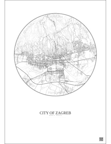 City Of Zagreb City Map Poster 10km | Gravura – Light background