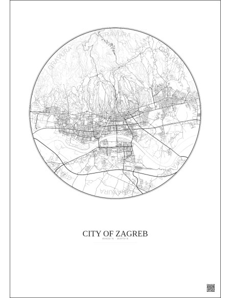 City Of Zagreb City Map Poster 10km | Gravura – Light background