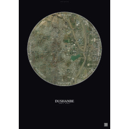 Dushanbe Satellite View Poster 2.5km Color | Gravura – Dark background