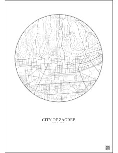 City Of Zagreb City Map Poster 2.5km | Gravura – Light background