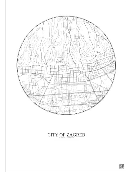 City Of Zagreb City Map Poster 2.5km | Gravura – Light background