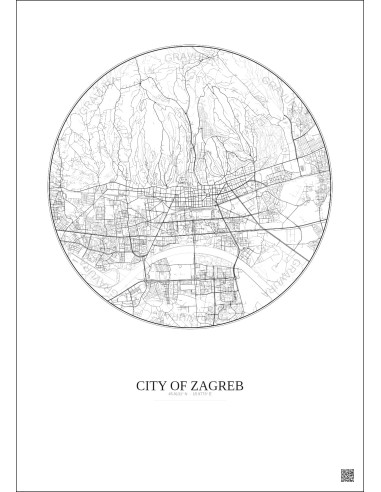 City Of Zagreb City Map Poster 6km | Gravura – Light background