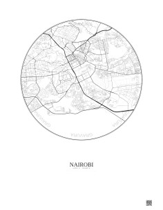 Affiche Nairobi – Poster carte de ville 6km | Gravura – Fond cla