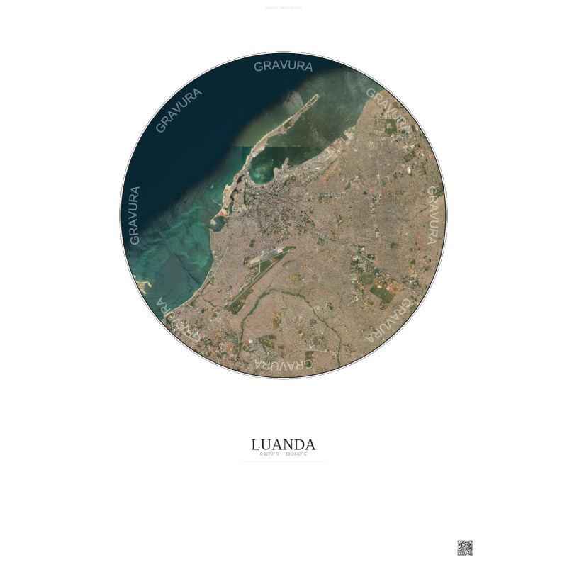 Affiche Luanda – Poster vue satellite 10km Couleur | Gravura – Fond clair