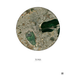 Tunis Satellite View Poster 10km Color | Gravura – Light background