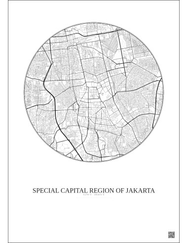 Affiche Special Capital Region Of Jakarta – Poster carte de ville 6km | Gravura – Fond clair