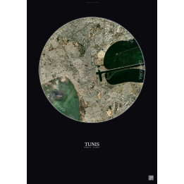 Tunis Satellite View Poster 6km Color | Gravura – Dark background