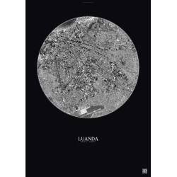 Affiche Luanda – Poster vue satellite 2.5km N&B | Gravura – Fond foncé