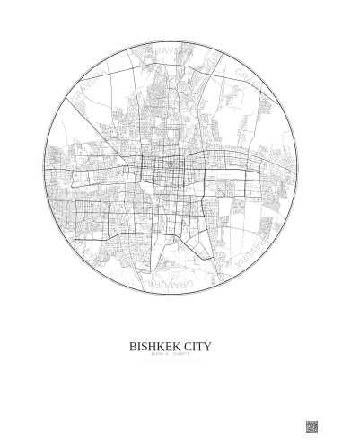 Bishkek City City Map Poster 10km | Gravura – Light background