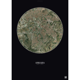 Affiche Ankara – Poster vue satellite 10km Couleur | Gravura – Fond foncé