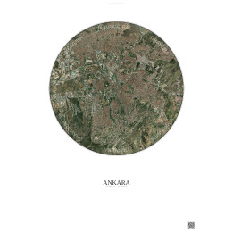 Affiche Ankara – Poster vue satellite 10km Couleur | Gravura – Fond clair