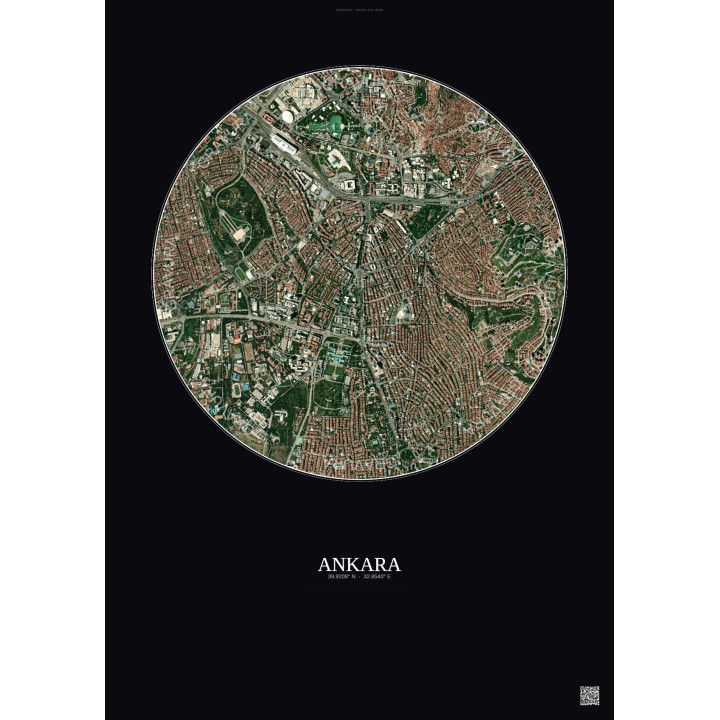 Affiche Ankara – Poster vue satellite 2.5km Couleur | Gravura – Fond foncé