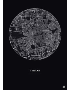 Tehran City Map Poster 10km | Gravura – Dark background