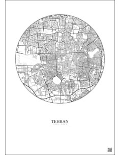 Tehran City Map Poster 10km | Gravura – Light background