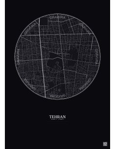 Tehran City Map Poster 2.5km | Gravura – Dark background