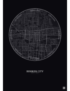 Affiche Bishkek City – Poster carte de ville 6km | Gravura – Fon