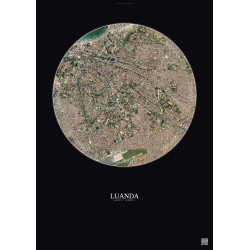 Affiche Luanda – Poster vue satellite 2.5km Couleur | Gravura – Fond foncé