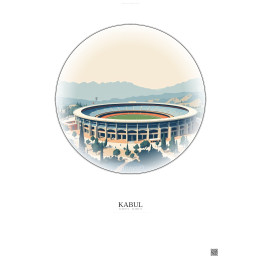 Affiche Kabul – Poster illustration vintage – Ghazi Stadium | Gravura – Fond clair