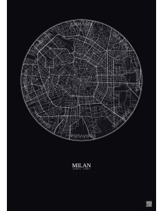 Milan City Map Poster 5km | Gravura – Dark background