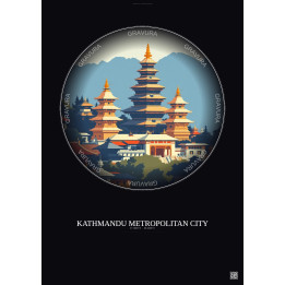 Kathmandu Metropolitan City Vintage Travel Poster – Historic Old