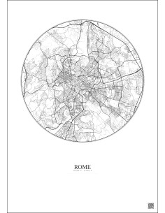Affiche Rome – Poster carte de ville 10km | Gravura – Fond clair