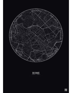 Affiche Rome – Poster carte de ville 2.5km | Gravura – Fond foncé