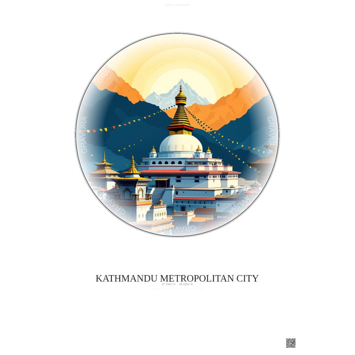 Affiche Kathmandu Metropolitan City – Poster illustration vintag