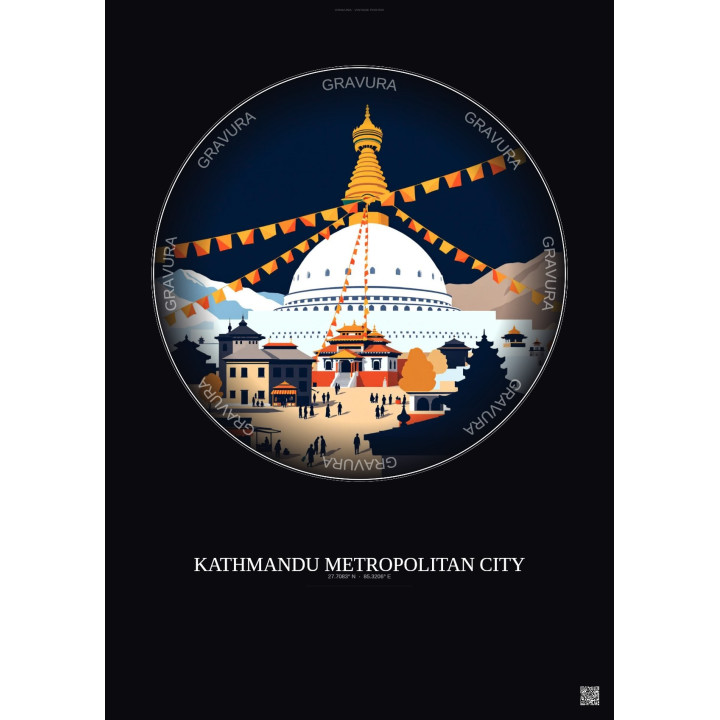 Affiche Kathmandu Metropolitan City – Poster illustration vintag