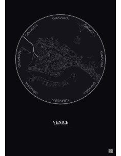 Affiche Venice – Poster carte de ville 2.5km | Gravura – Fond foncé