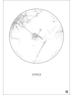 Venice City Map Poster 10km | Gravura – Light background