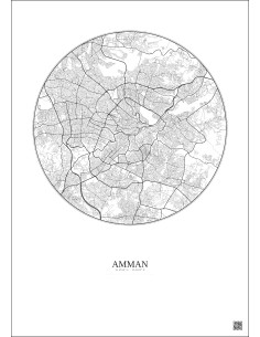Amman City Map Poster 10km | Gravura – Light background