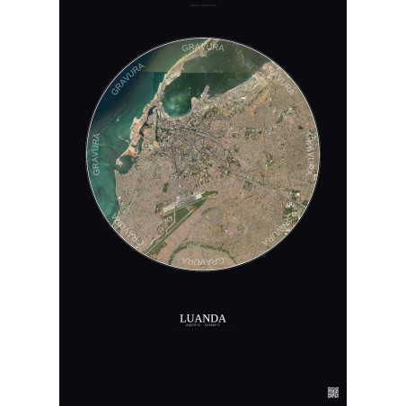 Affiche Luanda – Poster vue satellite 6km Couleur | Gravura – Fond foncé