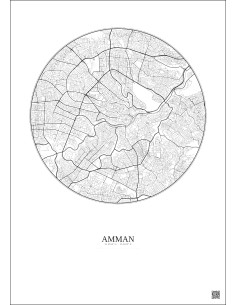 Amman City Map Poster 6km | Gravura – Light background