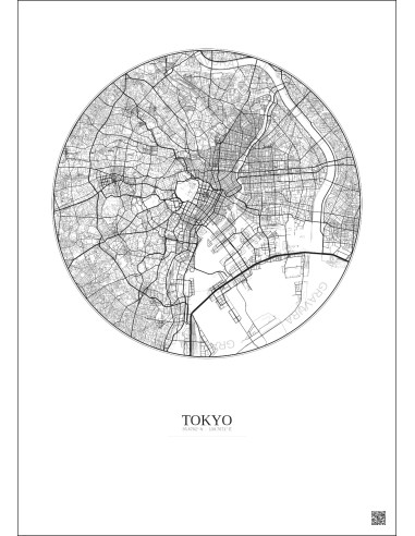 Tokyo City Map Poster 10km | Gravura – Light background