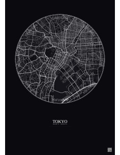 Tokyo City Map Poster 6km | Gravura – Dark background