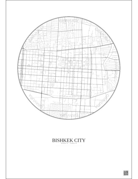 Affiche Bishkek City – Poster carte de ville 2.5km | Gravura – Fond clair
