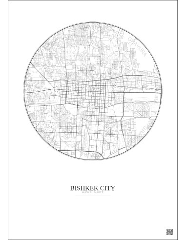 Bishkek City City Map Poster 6km | Gravura – Light background