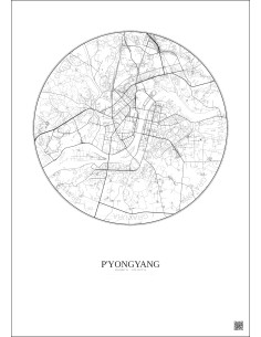 Affiche P Yongyang – Poster carte de ville 10km | Gravura – Fond clair