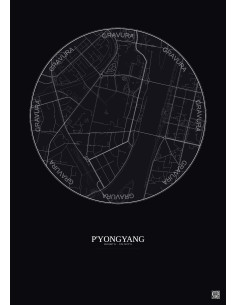 Affiche P Yongyang – Poster carte de ville 2.5km | Gravura – Fond foncé