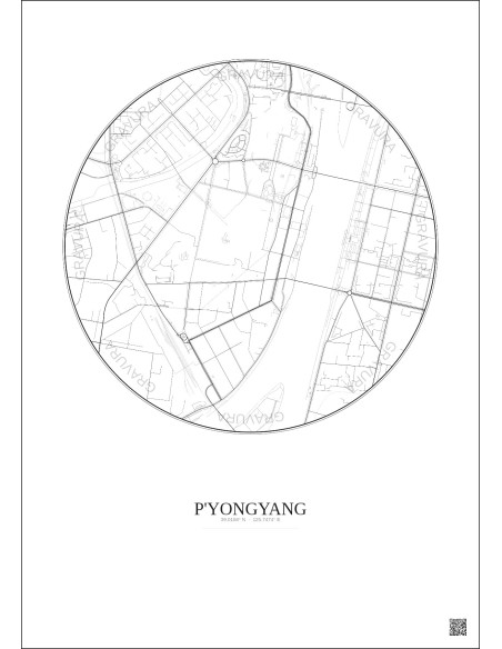 Affiche P Yongyang – Poster carte de ville 2.5km | Gravura – Fond clair