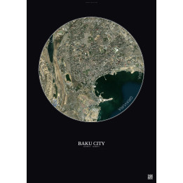 Affiche Baku City – Poster vue satellite 6km Couleur | Gravura – Fond foncé