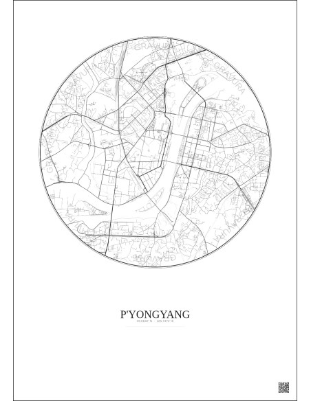 P Yongyang City Map Poster 6km | Gravura – Light background