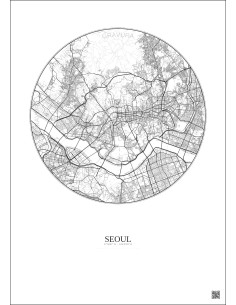 Affiche Seoul – Poster carte de ville 10km | Gravura – Fond clair