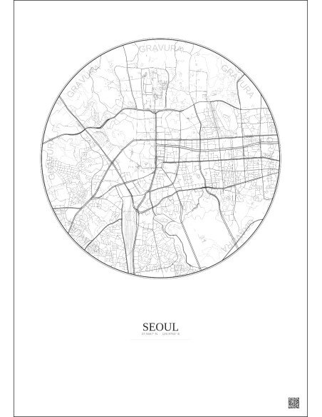 Seoul City Map Poster 2.5km | Gravura – Light background