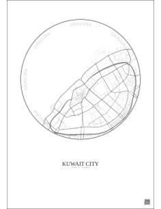 Affiche Kuwait City – Poster carte de ville 2.5km | Gravura – Fond clair