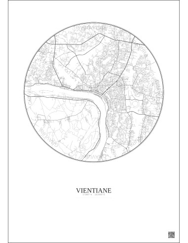 Vientiane City Map Poster 10km | Gravura – Light background