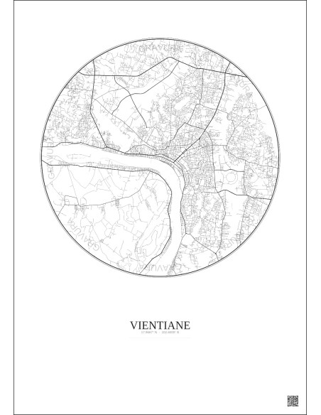 Vientiane City Map Poster 10km | Gravura – Light background