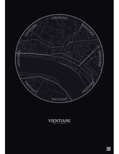 Affiche Vientiane – Poster carte de ville 2.5km | Gravura – Fond foncé