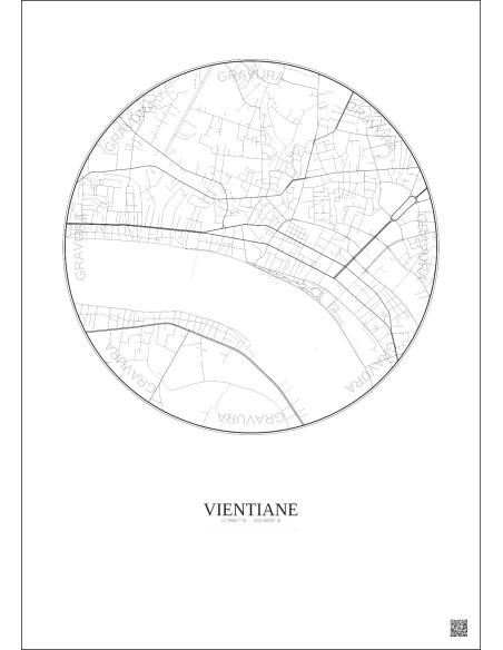Vientiane City Map Poster 2.5km | Gravura – Light background