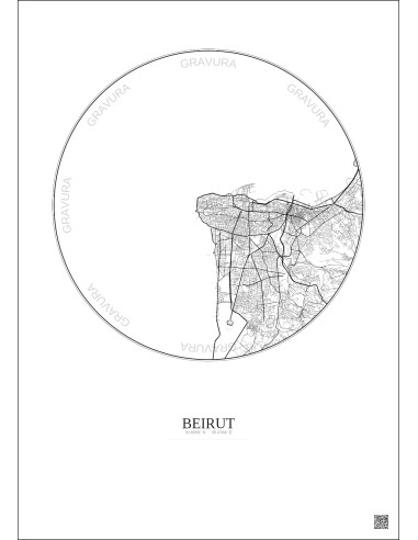 Beirut City Map Poster 10km | Gravura – Light background